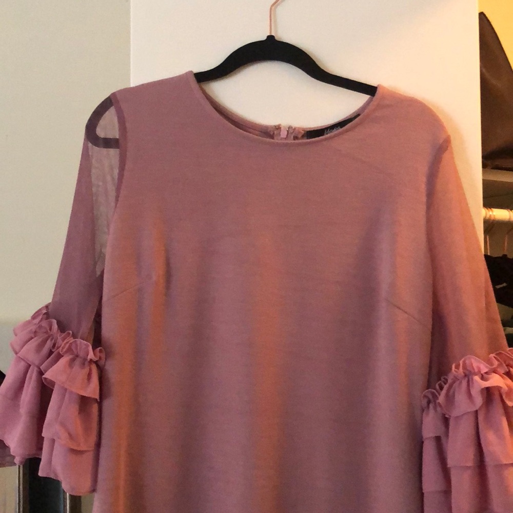 Pink Dress With Ruffle Sleeves - Picture 6 of 6
